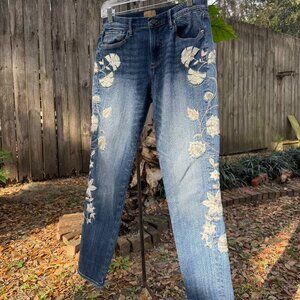 Driftwood Embroidered Silver Flowers Jeans Size 29